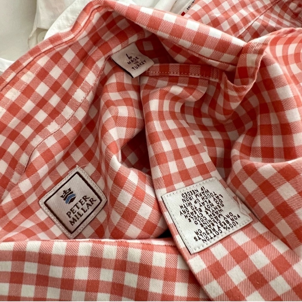 Peter Millar Men Button Down Long Sleeve Dress Shirt Top Plaid Checkered Shirt L - Picture 5 of 5